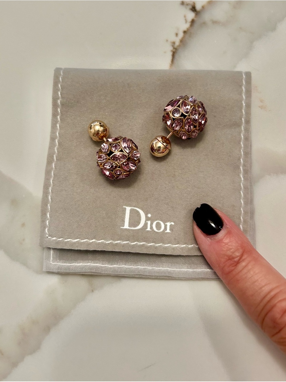 CHRISTIAN DIOR Pink Crystal Tribales Earrings - PRISTINE Condition